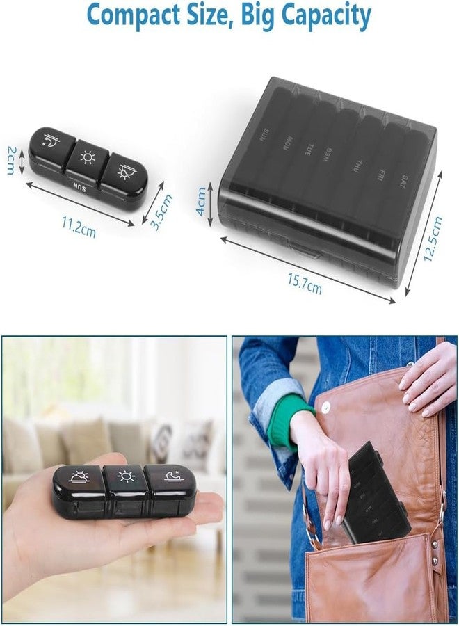 PRAMANTA Weekly Pill Organizer 3 Times a Day, Portable Travel Pill Box 7 Day with Large Pill Containers, Light-Proof Pill Case for Vitamins, Medication, Supplements and Fish Oils (1Pcs) - Image 2